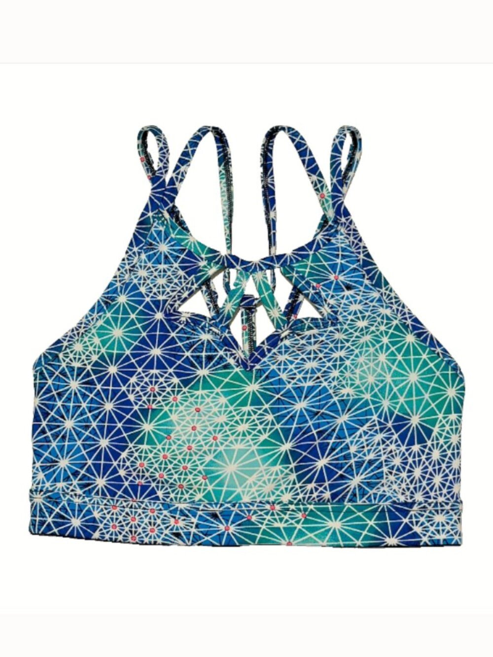 Victoria Sport Geometric Strappy Sports Bra XS Blue Teal
